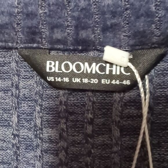 NWT BloomChic Blue Ribbed V Neck Sweater - Picture 4 of 6